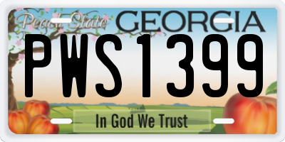 GA license plate PWS1399