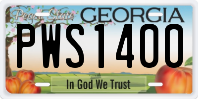 GA license plate PWS1400