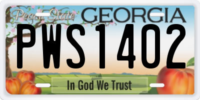 GA license plate PWS1402