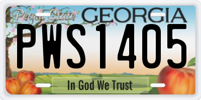 GA license plate PWS1405