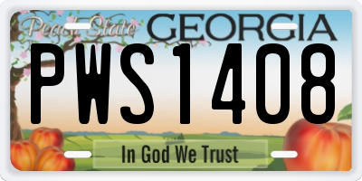 GA license plate PWS1408