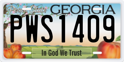 GA license plate PWS1409