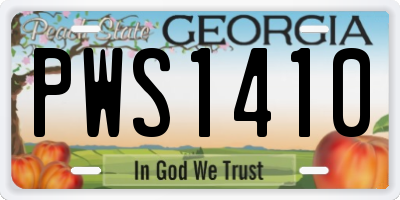 GA license plate PWS1410