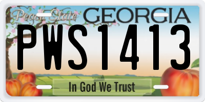 GA license plate PWS1413