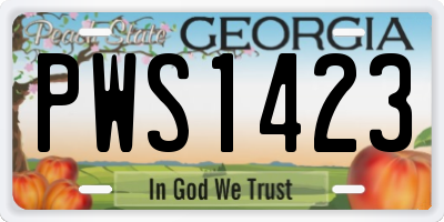 GA license plate PWS1423