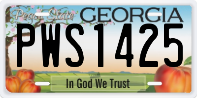 GA license plate PWS1425