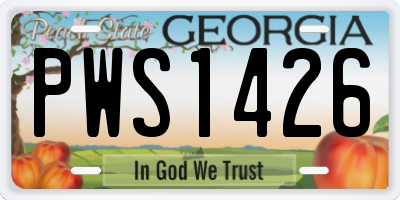 GA license plate PWS1426