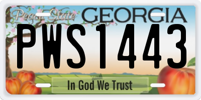 GA license plate PWS1443