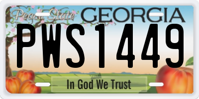 GA license plate PWS1449