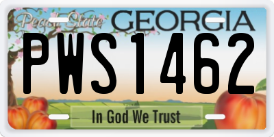 GA license plate PWS1462