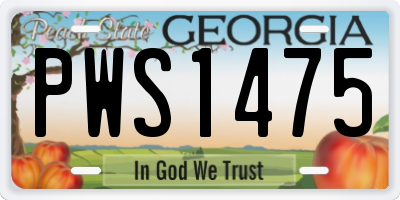 GA license plate PWS1475