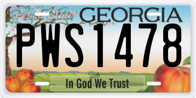 GA license plate PWS1478