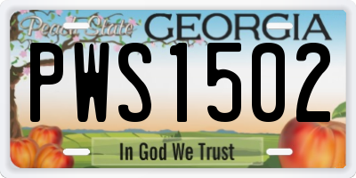 GA license plate PWS1502