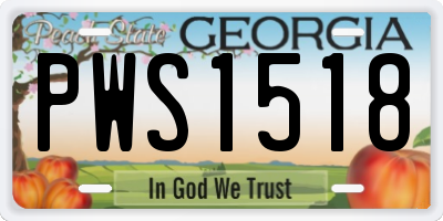 GA license plate PWS1518