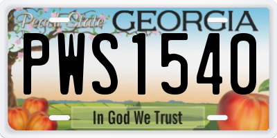 GA license plate PWS1540