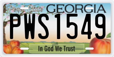 GA license plate PWS1549