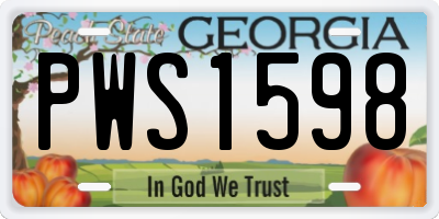 GA license plate PWS1598