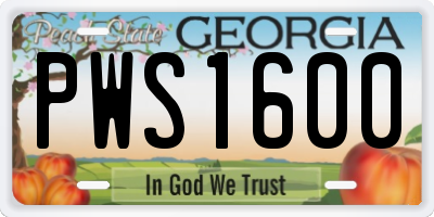 GA license plate PWS1600