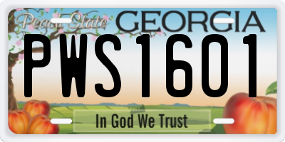 GA license plate PWS1601