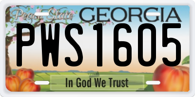 GA license plate PWS1605