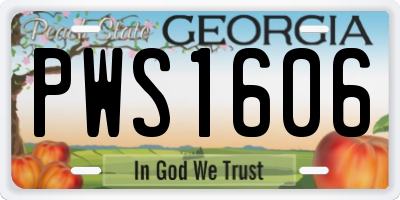 GA license plate PWS1606