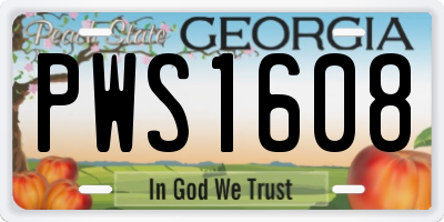 GA license plate PWS1608