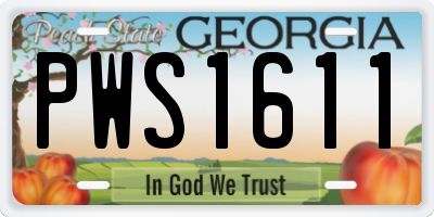 GA license plate PWS1611