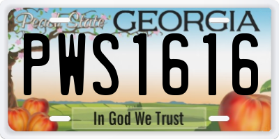 GA license plate PWS1616