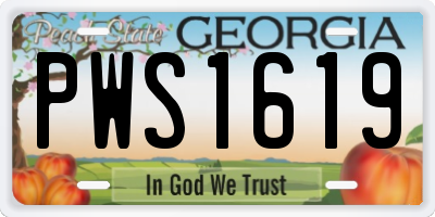 GA license plate PWS1619