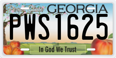 GA license plate PWS1625