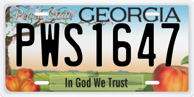GA license plate PWS1647