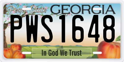 GA license plate PWS1648