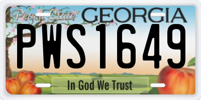 GA license plate PWS1649