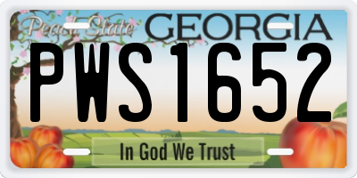 GA license plate PWS1652