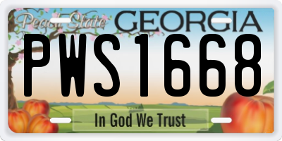 GA license plate PWS1668
