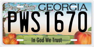 GA license plate PWS1670