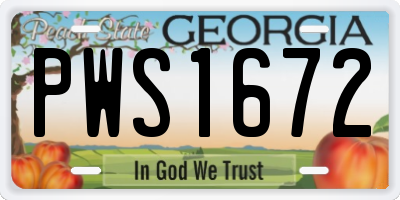 GA license plate PWS1672