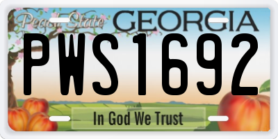GA license plate PWS1692