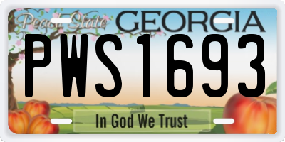 GA license plate PWS1693
