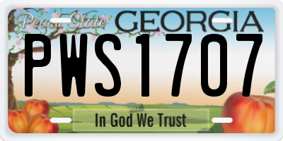 GA license plate PWS1707