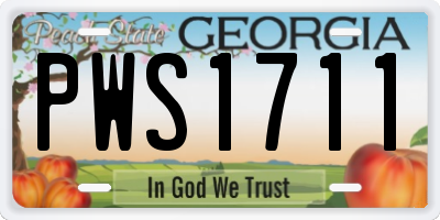 GA license plate PWS1711