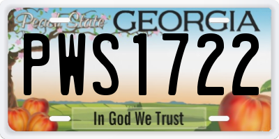 GA license plate PWS1722