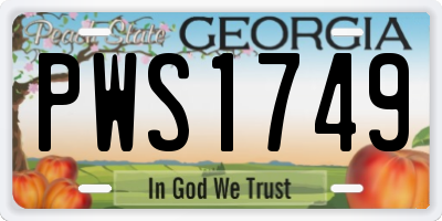 GA license plate PWS1749