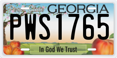 GA license plate PWS1765