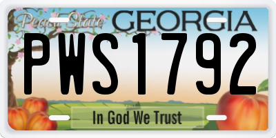 GA license plate PWS1792