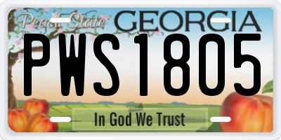 GA license plate PWS1805