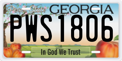 GA license plate PWS1806