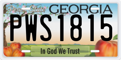 GA license plate PWS1815