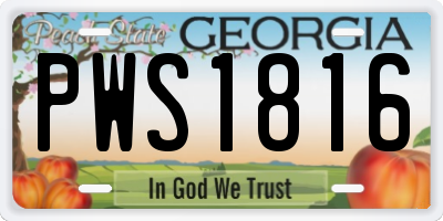 GA license plate PWS1816