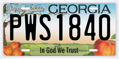 GA license plate PWS1840